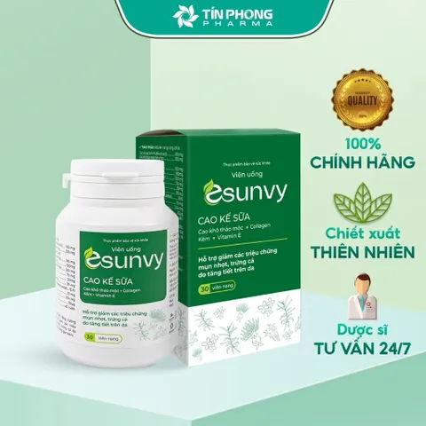 TPBVSK Esunvy Tín Phong Hỗ Trợ Giảm Bã Nhờn, Hỗ Trợ Giảm Mụn Combo Hộp 30 Viên
