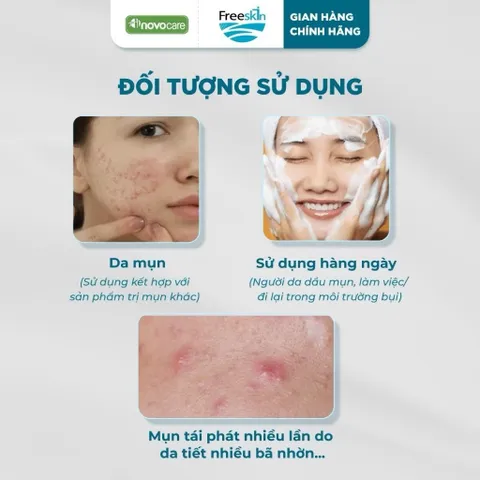 Bọt rửa mặt cho da dầu mụn Freeskin - Novocare - Làm sạch sâu, hỗ trợ giảm mụn và bã nhờn, không gây khô căng da 120ml 850715