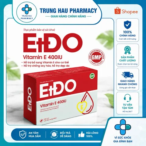 Vitamin ETDO 400IU Tín Phong hộp 30 viên - Bổ sung Vitamin E đỏ cho cơ thể, giúp chống oxy hoá, đẹp da
