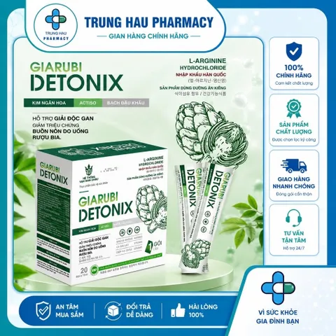 Gel giải rượu bia Giarubi Detonix hộp 20 gói x 15ml