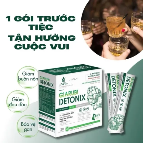 Gel giải rượu bia Giarubi Detonix hộp 20 gói x 15ml
