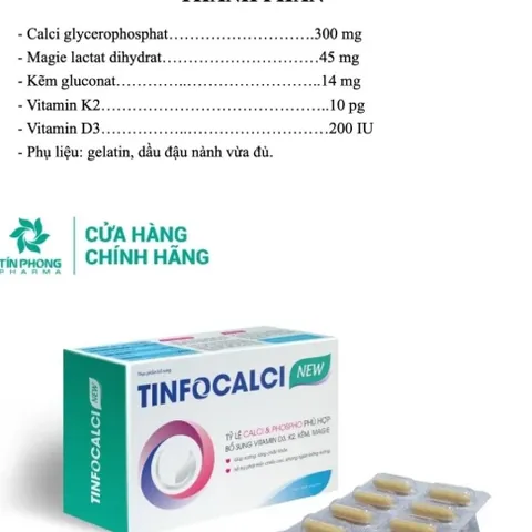 Viên Uống Bổ Sung Canxi Hữu Cơ TinfoCalci New Hộp 30 Viên Giúp Xương Chắc Khỏe Phòng Ngừa Loãng Xương