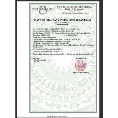 Viên Uống Bổ Sung Canxi Hữu Cơ TinfoCalci New Hộp 30 Viên Giúp Xương Chắc Khỏe Phòng Ngừa Loãng Xương