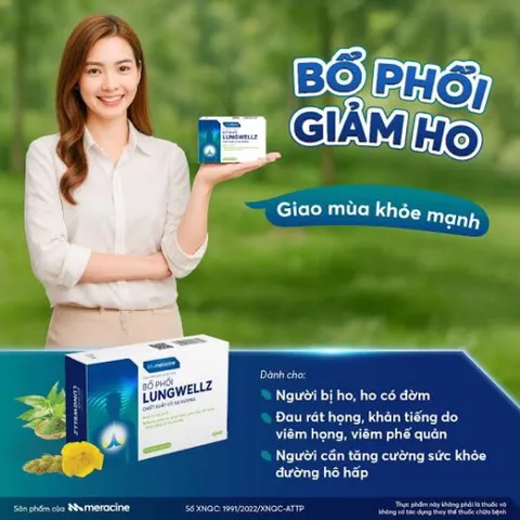 Viên uống Bổ Phổi Lungwellz Meracine - Hỗ Trợ Bổ Phổi, Giảm Ho, Giảm Đau Rát Họng,Khản Tiếng - Hộp 30 Viên