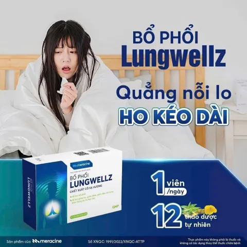 Viên uống Bổ Phổi Lungwellz Meracine - Hỗ Trợ Bổ Phổi, Giảm Ho, Giảm Đau Rát Họng,Khản Tiếng - Hộp 30 Viên