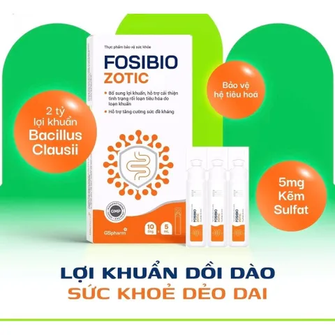 Men vi sinh  FOSIBIO ZOTIC Hộp 10 ống - Hỗ trợ tiêu hóa, tăng cường sức đề kháng, cải thiện biếng ăn