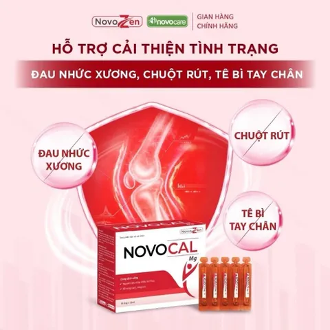 [TPBVSK] NOVOCAL MG dạng ống - Bổ sung Canxi hữu cơ dạng nước kết hợp Magie nhà NovoZen (ống 10ml)