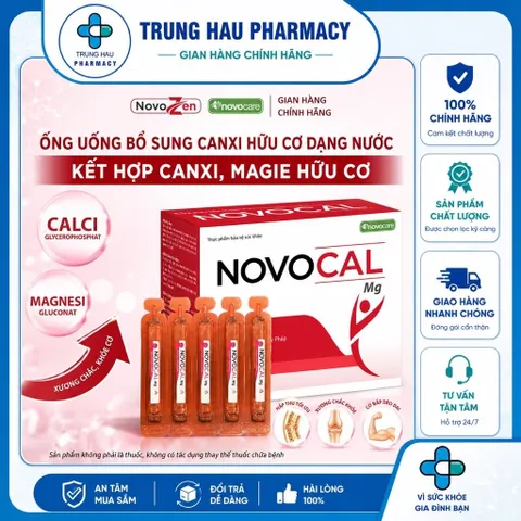 [TPBVSK] NOVOCAL MG dạng ống - Bổ sung Canxi hữu cơ dạng nước kết hợp Magie nhà NovoZen (ống 10ml)