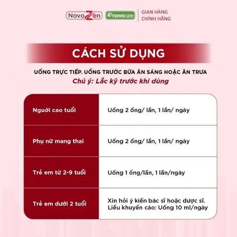 [TPBVSK] NOVOCAL MG dạng ống - Bổ sung Canxi hữu cơ dạng nước kết hợp Magie nhà NovoZen (ống 10ml)