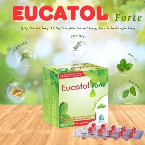 Viên uống ho dầu đỏ Eucatol Forte hộp 100 viên - Làm ấm, giảm đau rát họng, dịu cơn ho do ngứa họng