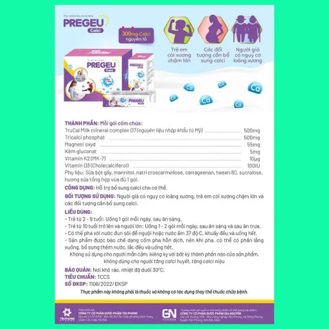 PREGEU CALCI 30 gói – Calci Từ Sữa Bổ Sung Canxi, Phát Triển Chiều Cao Tối Ưu, Xương Răng Chắc Khỏe Cho Cả Gia Đình