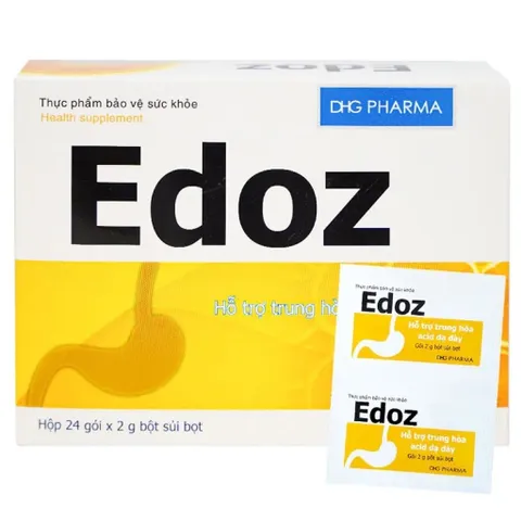 Bột Sủi Edoz Hộp 24 gói -  Hỗ Trợ Giảm Đầy Hơi Khó Tiêu, Trung Hoà Axit Dạ Dày, Rối Loạn Tiêu Hoá