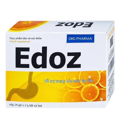Bột Sủi Edoz Hộp 24 gói -  Hỗ Trợ Giảm Đầy Hơi Khó Tiêu, Trung Hoà Axit Dạ Dày, Rối Loạn Tiêu Hoá