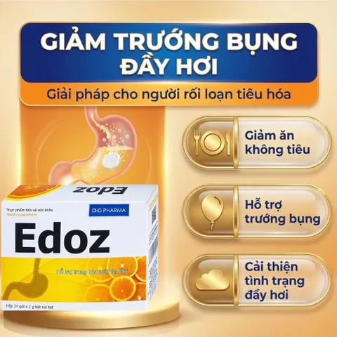 Bột Sủi Edoz Hộp 24 gói -  Hỗ Trợ Giảm Đầy Hơi Khó Tiêu, Trung Hoà Axit Dạ Dày, Rối Loạn Tiêu Hoá
