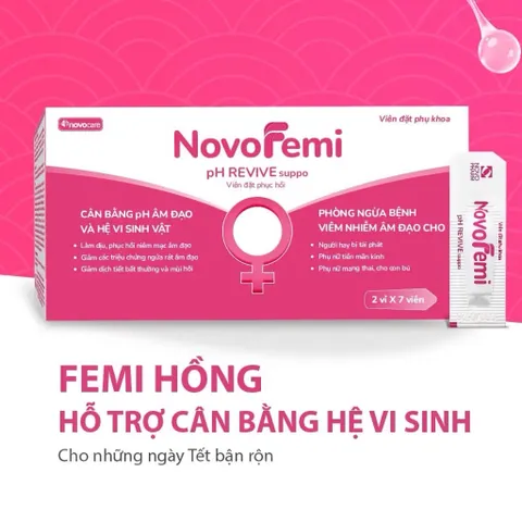 [Che Tên] Viên đặt Novofemi Hồng - Viên đặt phục hồi, cân bằng PH, bổ sung men, dưỡng ẩm, hạn chế tái nhiễm