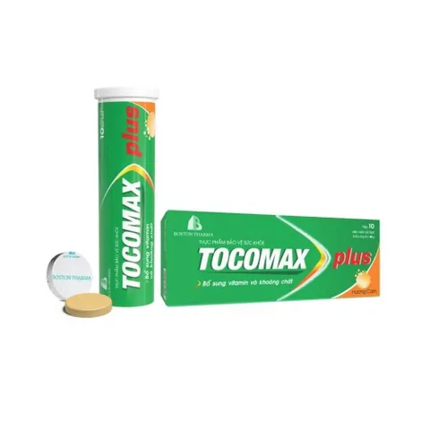 Viên sủi C Tocomax Plus Boston Pharma - Hỗ trợ tăng cường sức đề kháng (Hộp 10 viên nén sủi bọt)
