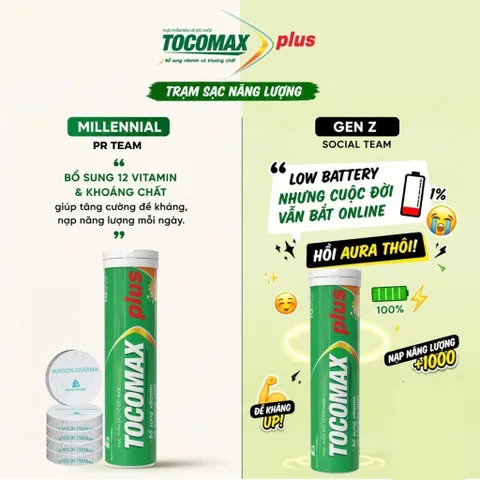 Viên sủi C Tocomax Plus Boston Pharma - Hỗ trợ tăng cường sức đề kháng (Hộp 10 viên nén sủi bọt)