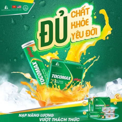 Viên sủi C Tocomax Plus Boston Pharma - Hỗ trợ tăng cường sức đề kháng (Hộp 10 viên nén sủi bọt)