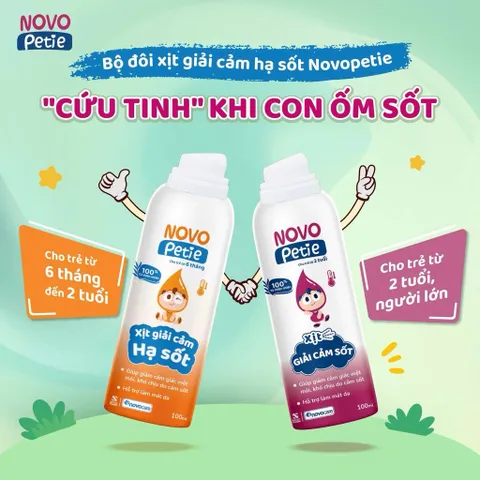 Xịt giải cảm hạ sốt Novopetie giảm sốt nhanh, an toàn cho trẻ từ 6 tháng