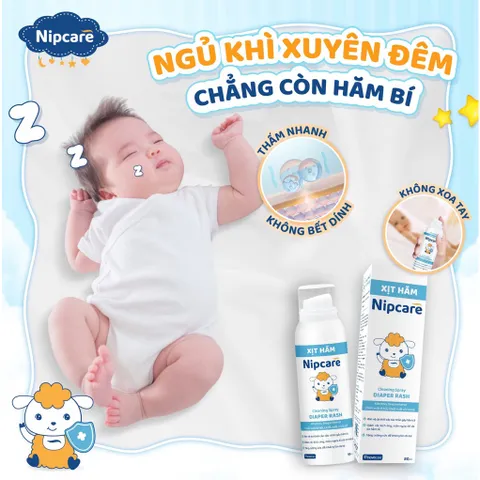 Xịt hăm Nipcare 80ml - Vệ sinh khi thay tã bỉm, ngừa hăm tả dạng phun sương