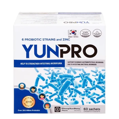 Men vi sinh Yunpro - Cân bằng vi sinh, bảo vệ hệ tiêu hoá Hộp 60 gói