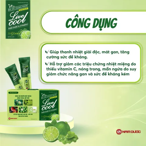 Bột sủi Nam Dược LiveCool hỗ trợ thanh nhiệt, mát gan (Hộp 10 gói x 7g)
