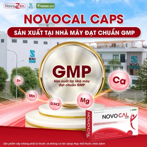 Viên uống Canxi Novocal Caps - Bổ sung canxi, mangie, d3k2 hỗ trợ xương cơ chắc khoẻ