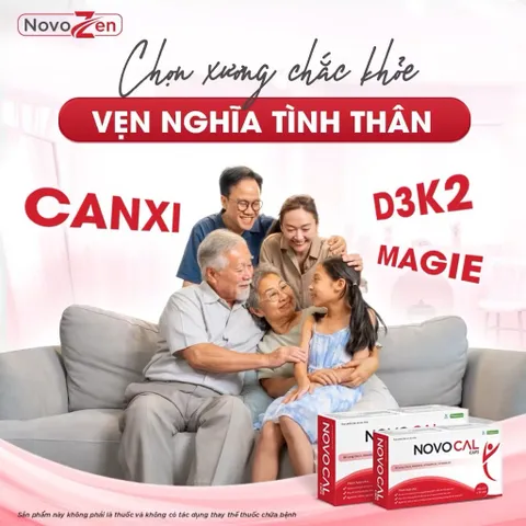 Viên uống Canxi Novocal Caps - Bổ sung canxi, mangie, d3k2 hỗ trợ xương cơ chắc khoẻ