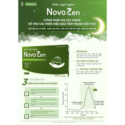 Viên uống ngủ ngon NovoZen - Hỗ trợ cải thiện tình trạng căng thẳng, mất ngủ ( Hộp 30 viên)