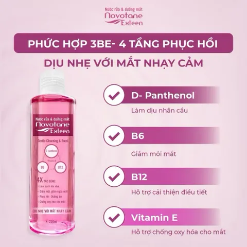 Nước rửa và dưỡng mắt Novotane Exteen - Hỗ Trợ Giảm Khô Mắt, Mỏi Mắt 250ml
