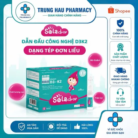Vitamin D3K2 Sola Drop dạng 20 tép - Hỗ trợ chiều cao, răng xương chắc khoẻ