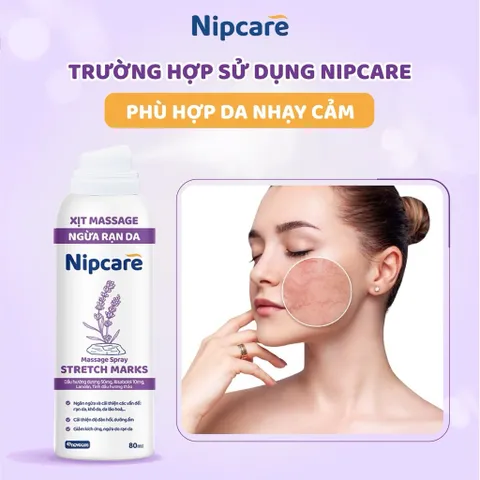 Xịt massage ngừa rạn da Nipcare 80ml - Làm mềm da, mờ vết rạn