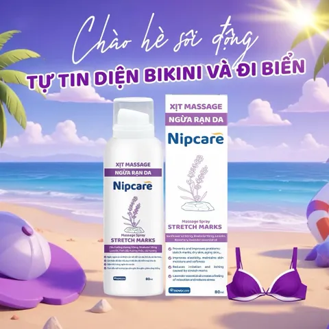 Xịt massage ngừa rạn da Nipcare 80ml - Làm mềm da, mờ vết rạn