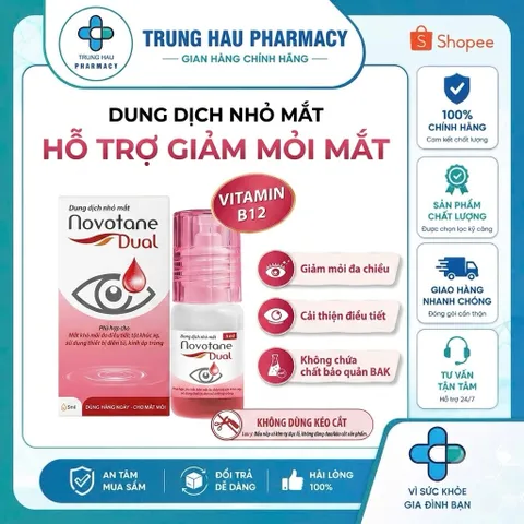 Nước nhỏ mắt Novotane Dual chuyên biệt cho mắt mỏi do cận thị, loạn thị, sử dụng thiết bị điện tử, hỗ trợ cải thiện điều