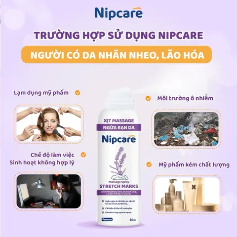 Xịt massage ngừa rạn da Nipcare 80ml - Làm mềm da, mờ vết rạn