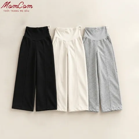 [Mẫu Mới] Quần Bầu Nỉ 2Da - Ống Rộng Dáng Suông Vải L1 - Dày Ấm Có Đáp Bụng Chun Điều Chỉnh Size