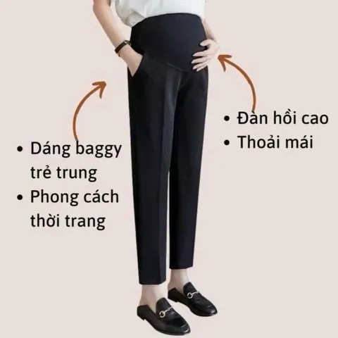 [HÀNG ĐẸP] Quần Bầu Baggy Công Sở Chất Vải Umi - Mềm Mát - Ống Đứng - Có Đáp Bụng