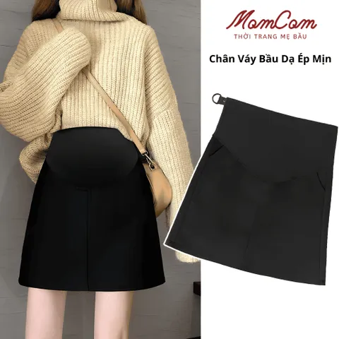 [Thu Đông] Chân Váy Bầu Dạ Ép Mịn Dáng Chữ A Ngắn - Trẻ Trung - Có Quần Bảo Hộ Đi Kèm
