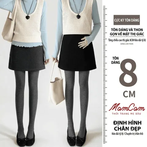 [Thu Đông] Chân Váy Bầu Dạ Ép Mịn Dáng Chữ A Ngắn - Trẻ Trung - Có Quần Bảo Hộ Đi Kèm