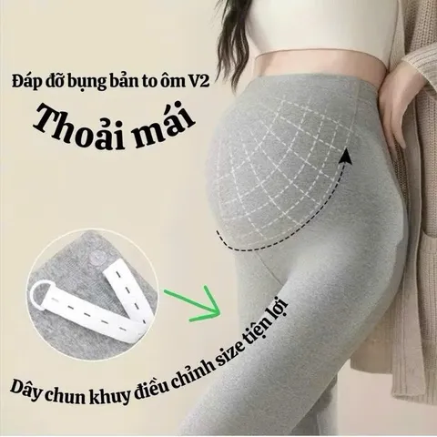 [Nỉ Ấm] Quần Bầu Legging Lót Nỉ, Lót Lông Giữ Ấm - Co Giãn 4 Chiều - Có Đai Bụng Chun Khuy Điều Chỉnh Bigsize 40-79kg