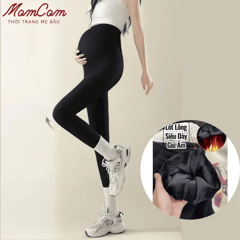 [Nỉ Ấm] Quần Bầu Legging Lót Nỉ, Lót Lông Giữ Ấm - Co Giãn 4 Chiều - Có Đai Bụng Chun Khuy Điều Chỉnh Bigsize 40-79kg