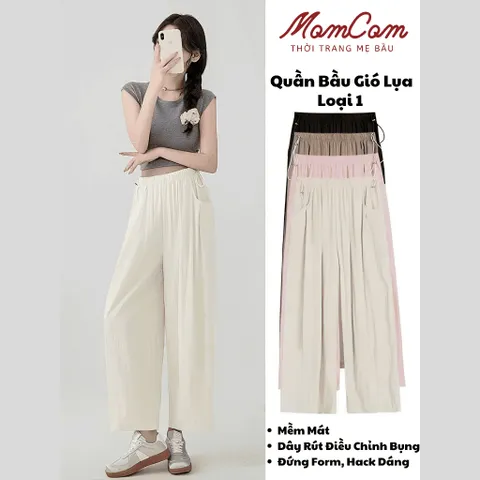 [Hot Trend] Quần Bầu Gió Lụa Loại 1 - Mềm Mát - Dáng Bom Ống Rộng - Có Dây Rút Eo Thời Trang Bigsize