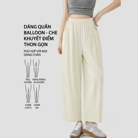 [Hot Trend] Quần Bầu Gió Lụa Loại 1 - Mềm Mát - Dáng Bom Ống Rộng - Có Dây Rút Eo Thời Trang Bigsize