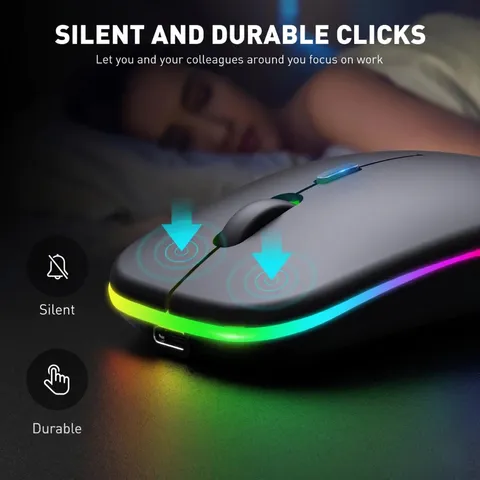 Chuột không Dây HP-W10 Dual Mode Bluetooth 5.0 & 2.4G - Chuột Silent Pin Sạc USB-C, LED RGB, BH 12T
