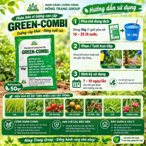 [ NÔNG XANH ] Phân Bón Vi Lượng Cao Cấp GREEN-COMBI 50g | Tốt Rễ – Xanh Cây – Hỗ Trợ Năng Suất