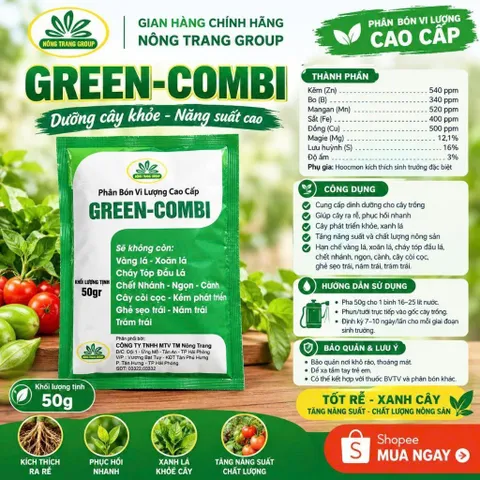 [ NÔNG XANH ] Phân Bón Vi Lượng Cao Cấp GREEN-COMBI 50g | Tốt Rễ – Xanh Cây – Hỗ Trợ Năng Suất