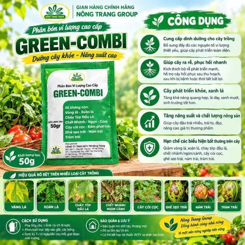 [ NÔNG XANH ] Phân Bón Vi Lượng Cao Cấp GREEN-COMBI 50g | Tốt Rễ – Xanh Cây – Hỗ Trợ Năng Suất