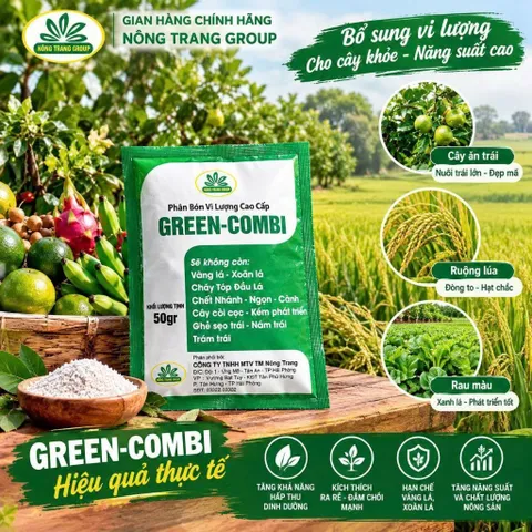 [ NÔNG XANH ] Phân Bón Vi Lượng Cao Cấp GREEN-COMBI 50g | Tốt Rễ – Xanh Cây – Hỗ Trợ Năng Suất