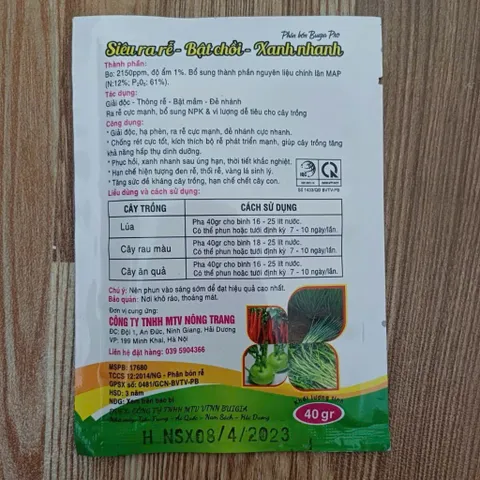 [NÔNG XANH] Phân Bón Vi Lượng SIÊU LÂN KẼM 40g - Đặc Hiệu Ra Rễ, Kích Chồi, Giải Độc Phèn