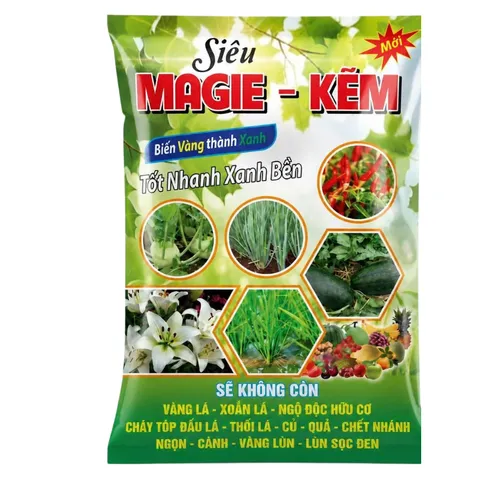 Nông Xanh Mall Phân Bón Siêu Magie Kẽm 50g – Xanh Lá Dày Lá, Bật Rễ Bung Đọt Bung Chồi, Hạn Chế Vàng Xoắn Lá – Combo